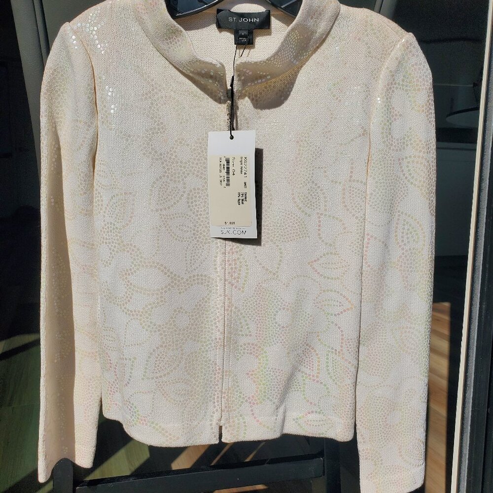 St. John Couture Cream Knit Jacket with Sequins – NEVER WORN - STILL HAS TAGS